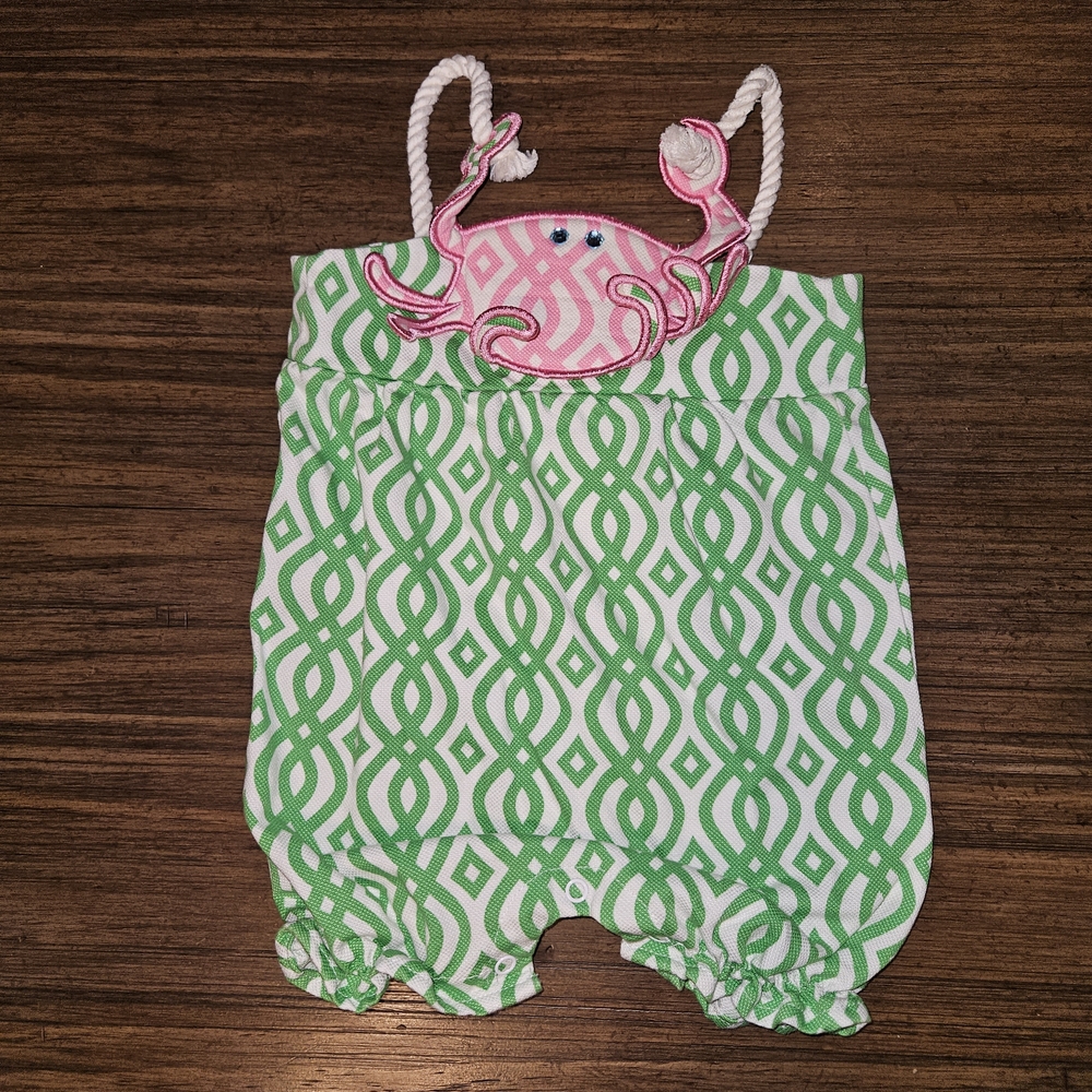Mud Pie Pink and Green Patterned Romper